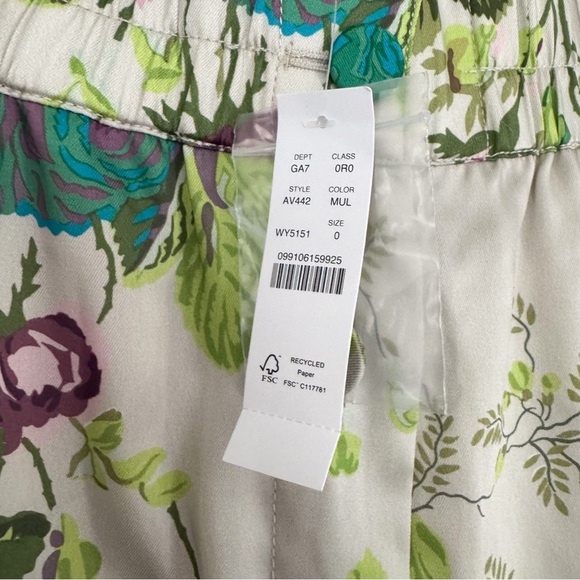 J CREW Collection Pull On Crop Pant in Ratti Leafy Floral Satin Flowy Size 0 - Picture 5 of 13